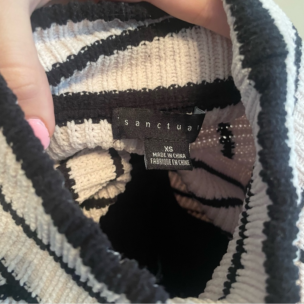Sanctuary Black and White Striped Turtleneck Sweater - Picture 5 of 6